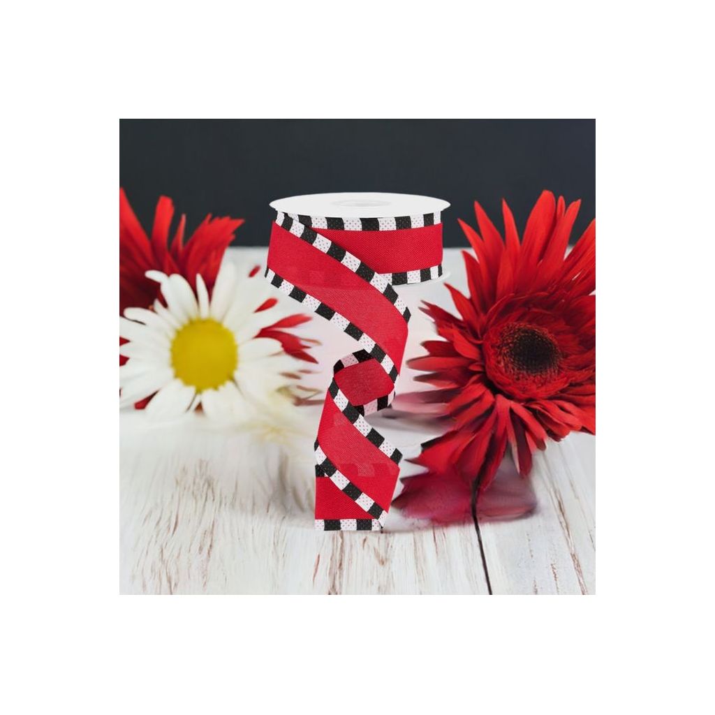 Shop For 1.5" Faux Royal Burlap/Stripe Edge Ribbon: Red (10 Yards) at Michelle's aDOORable Creations