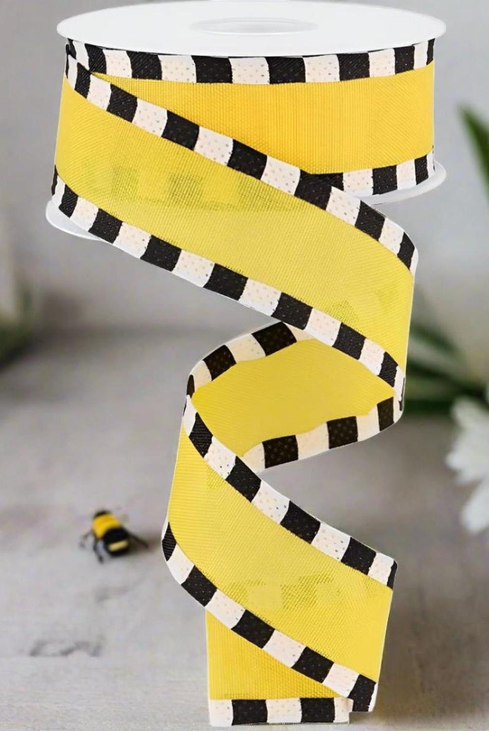 Shop For 1.5" Faux Royal Burlap/Stripe Edge Ribbon: Yellow (10 Yards) at Michelle's aDOORable Creations