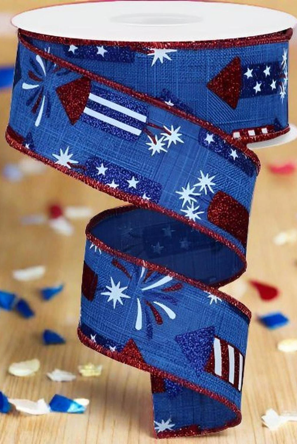 1.5" Firecrackers Ribbon: Royal Blue (10 Yards)