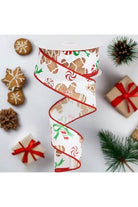 1.5" Gingerbread Candy Ribbon: White (10 Yards) - Michelle's aDOORable Creations - Wired Edge Ribbon