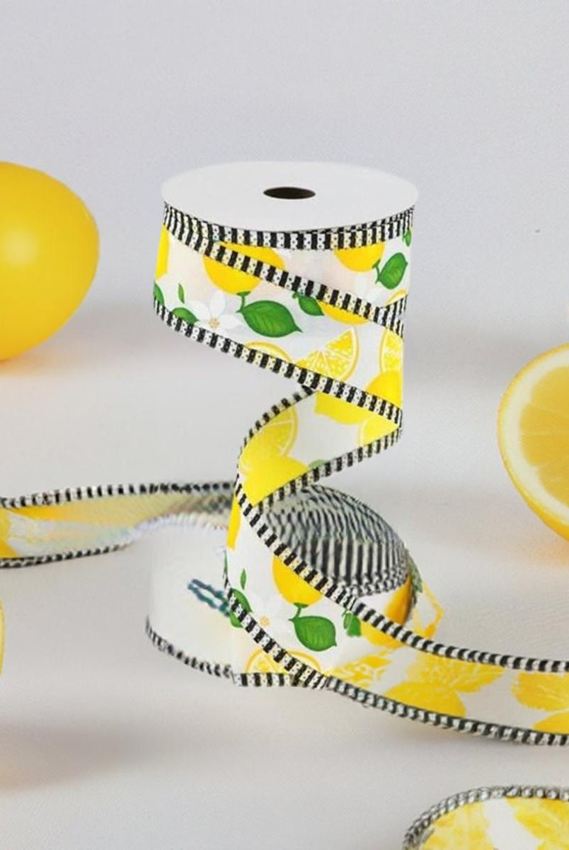 Shop For 1.5" Lemon Thin Stripes Ribbon: White (10 Yards) at Michelle's aDOORable Creations