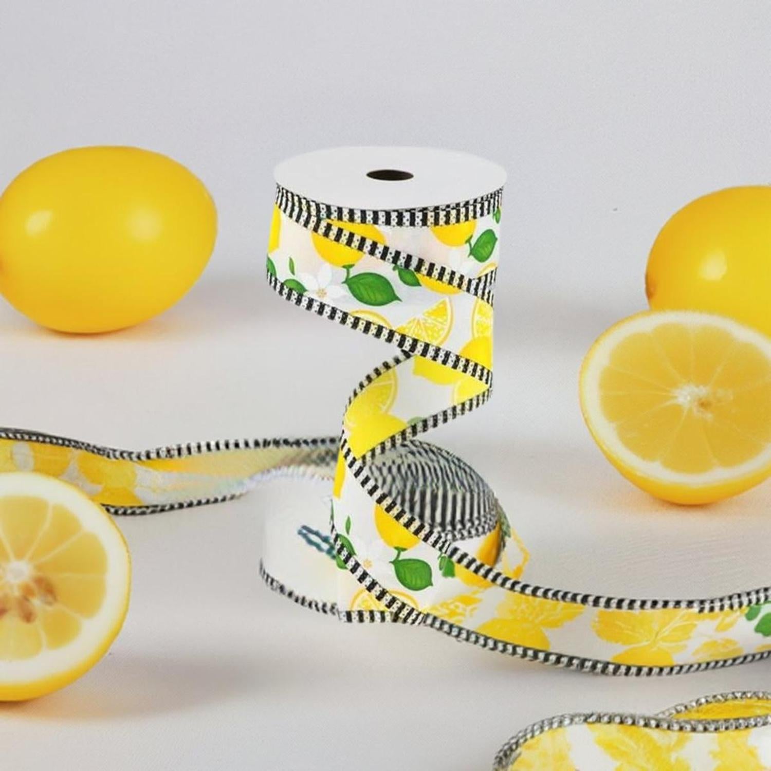 Shop For 1.5" Lemon Thin Stripes Ribbon: White (10 Yards) at Michelle's aDOORable Creations