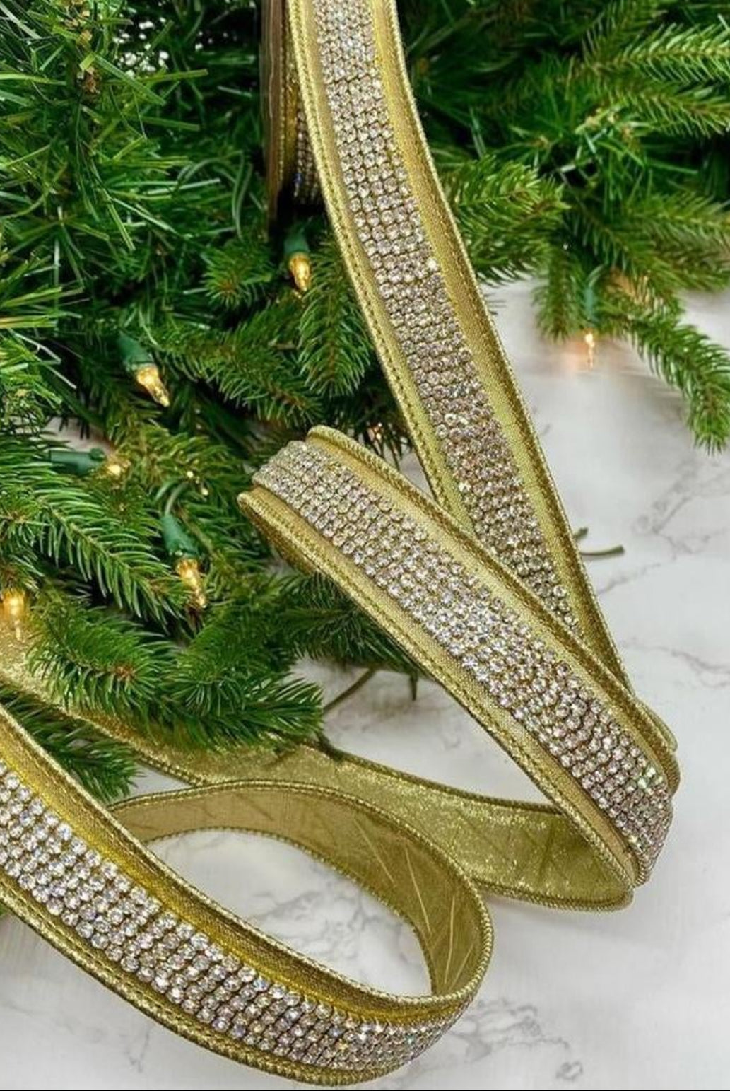 1" Metallic Dupion Duchess Jewel Ribbon: Gold (5 Yards)