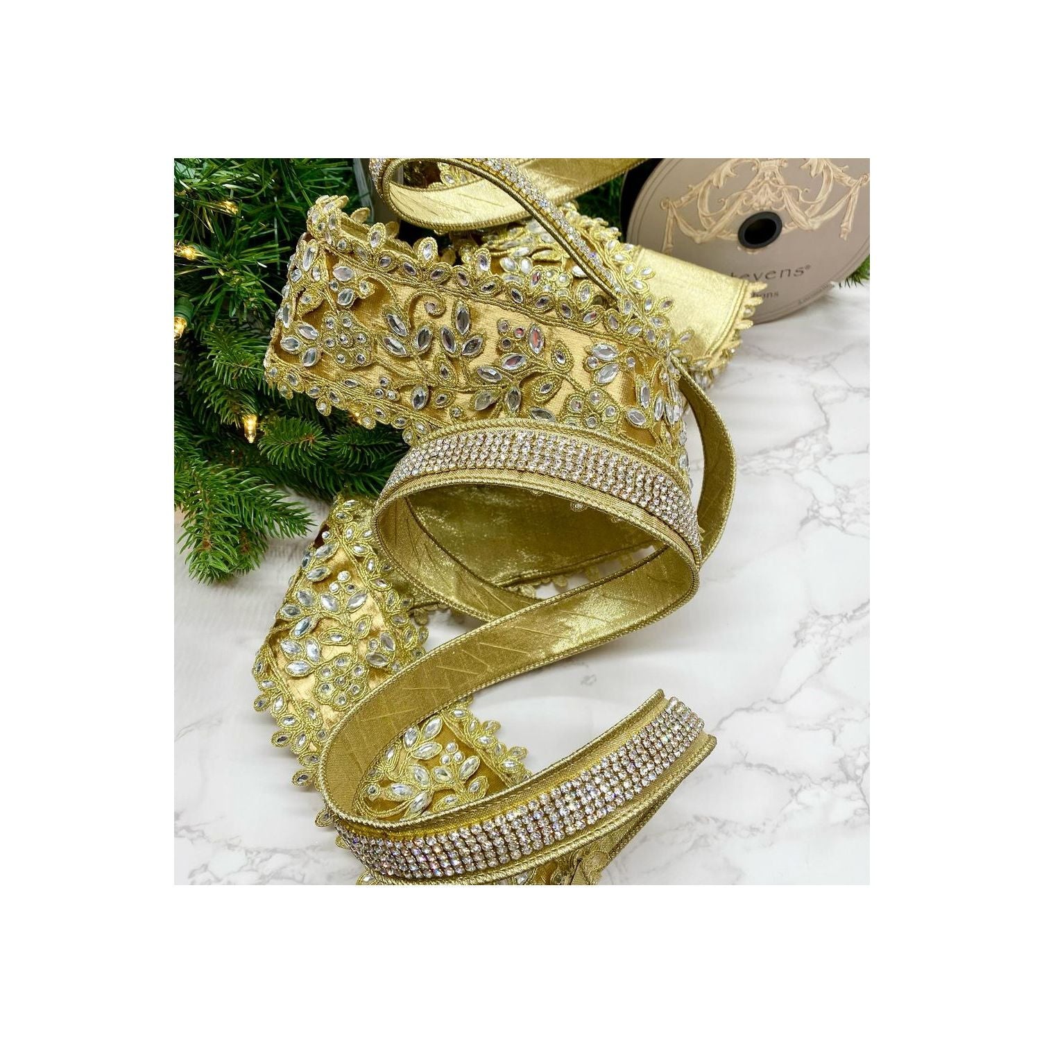Shop For 1.5" Metallic Dupion Duchess Jewel Ribbon: Gold (10 Yards) at Michelle's aDOORable Creations