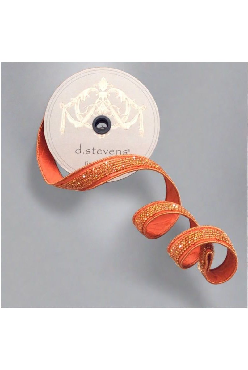 Shop For 1.5" Metallic Dupion Duchess Jewel Ribbon: Orange (10 Yards) at Michelle's aDOORable Creations
