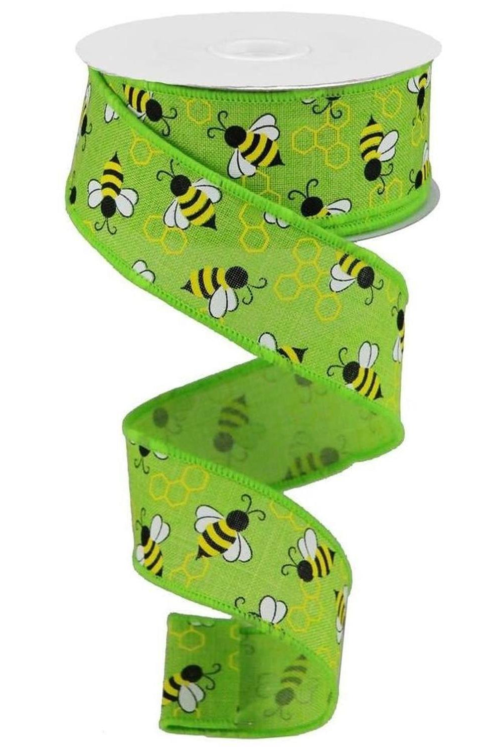 Shop For 1.5" Mini Bumblebees on Royal Ribbon: Lime Green (10 Yards) at Michelle's aDOORable Creations