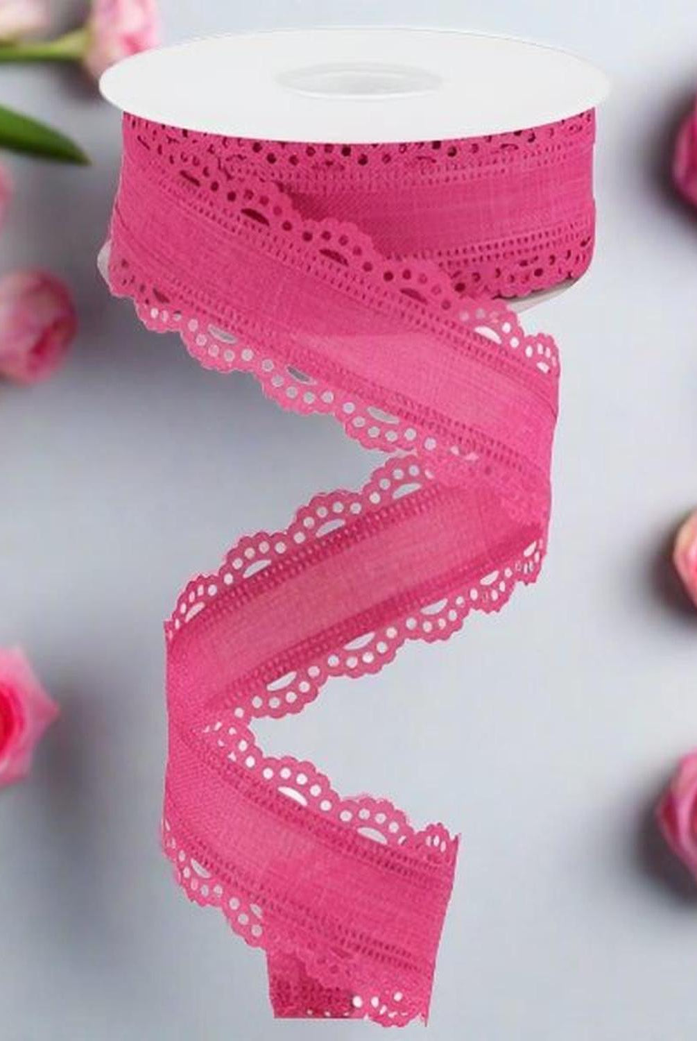 1.5" Scalloped Edge Ribbon: Fuchsia (10 Yard)