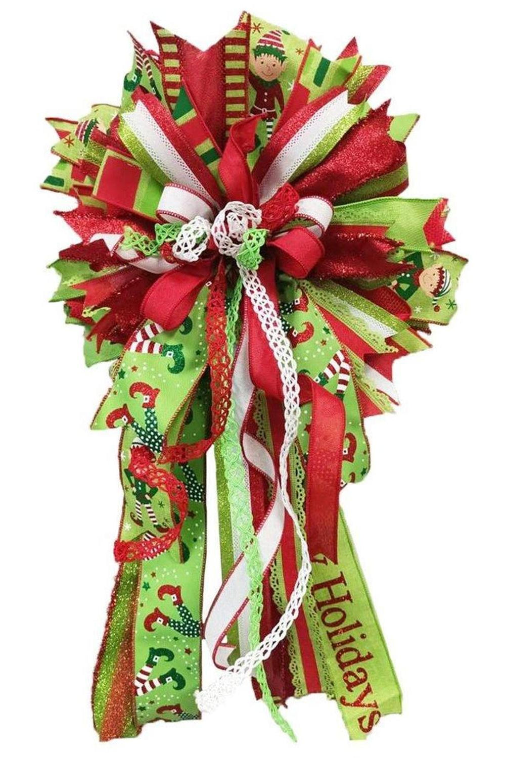 1.5" Scalloped Edge Ribbon: Red/Lime Green (10 Yards)