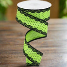 Shop For 1.5" Swiss Dots Lace Edge Ribbon: Lime Green (10 Yards) at Michelle's aDOORable Creations