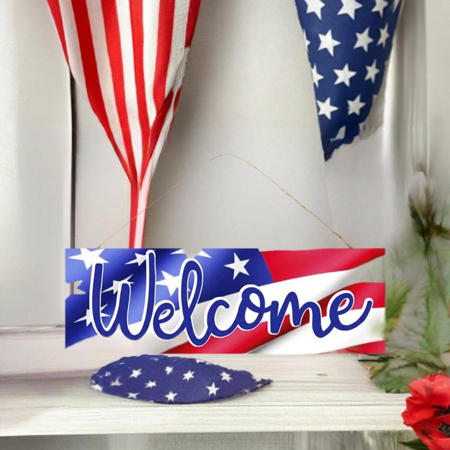 Shop For 15" Wooden Sign: Welcome Patriotic Flag at Michelle's aDOORable Creations
