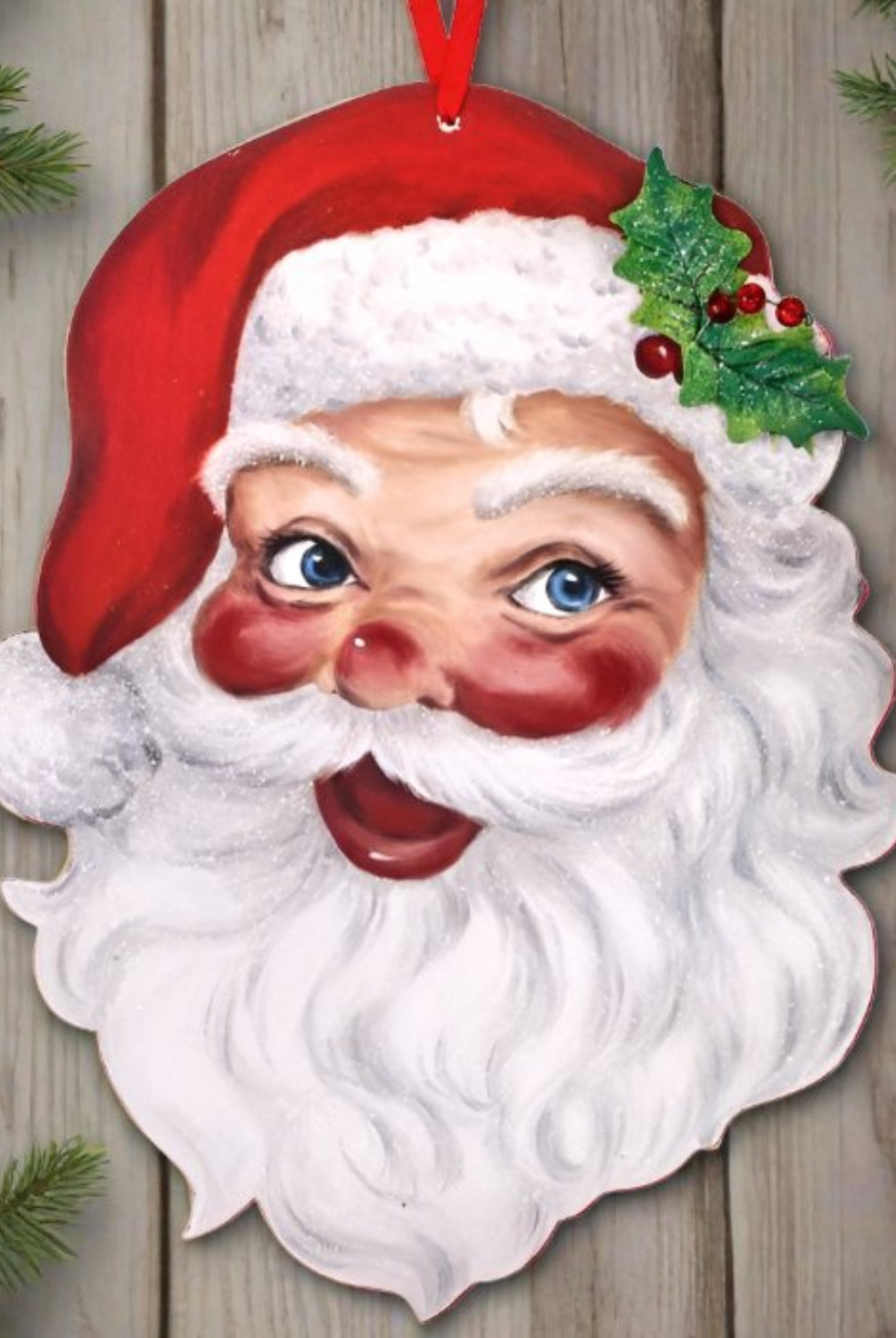 Shop For 16" Retro Santa Head Ornament Wall Piece at Michelle's aDOORable Creations