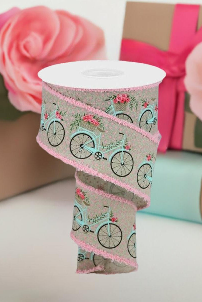 Shop For 2.5" Bicycle Royal Drift Ribbon: Lt Natural (10 Yards) at Michelle's aDOORable Creations