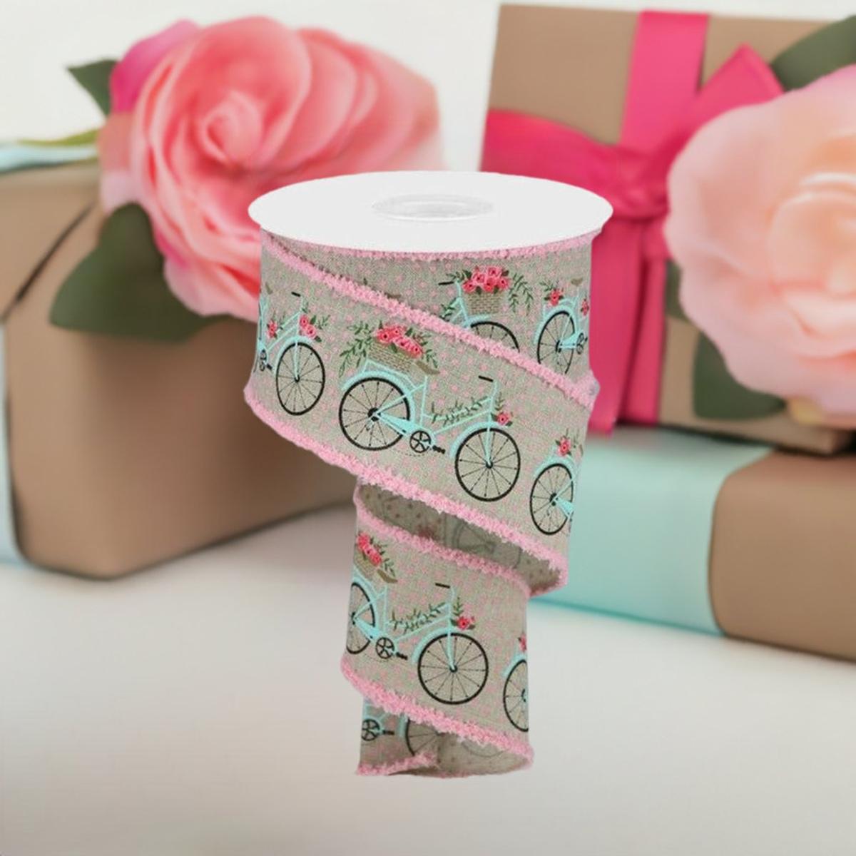 Shop For 2.5" Bicycle Royal Drift Ribbon: Lt Natural (10 Yards) at Michelle's aDOORable Creations