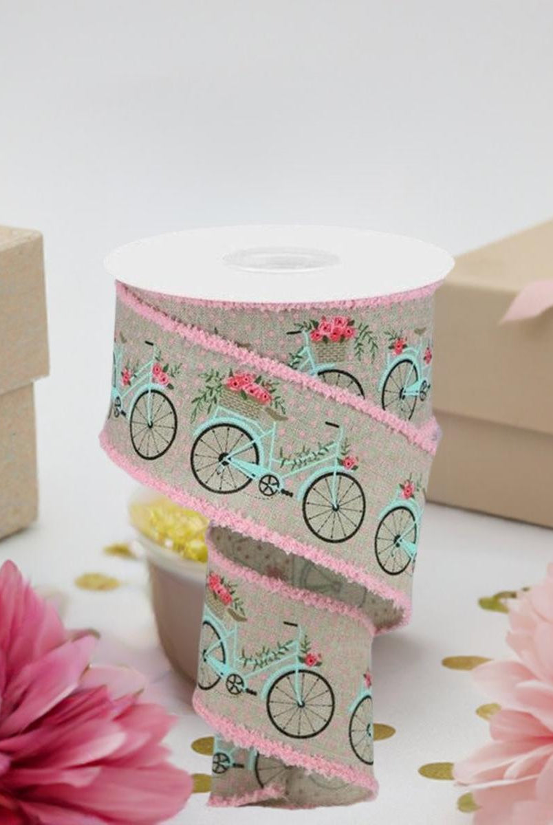 Shop For 2.5" Bicycle Royal Drift Ribbon: Lt Natural (10 Yards) at Michelle's aDOORable Creations
