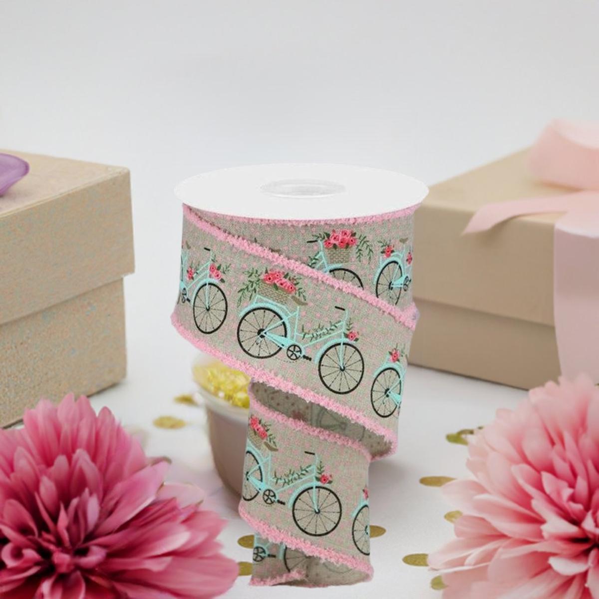 Shop For 2.5" Bicycle Royal Drift Ribbon: Lt Natural (10 Yards) at Michelle's aDOORable Creations