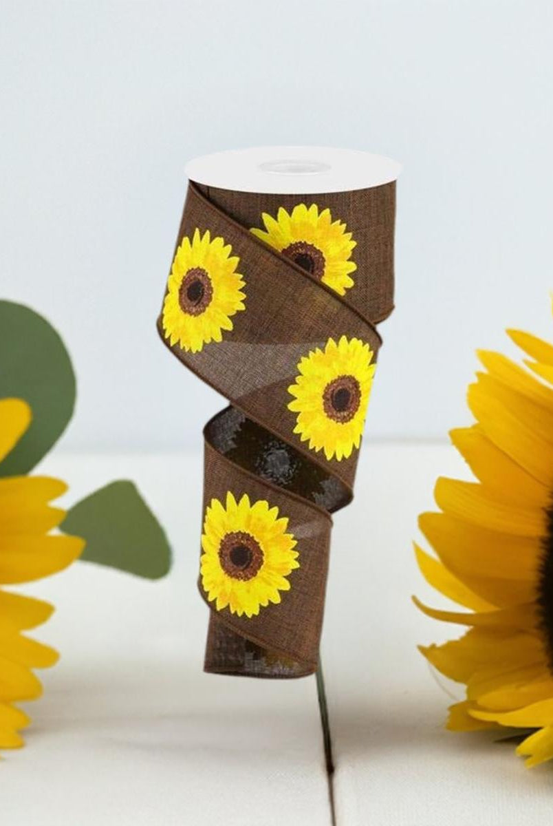 Shop For 2.5" Bold Sunflower Ribbon: Dark Brown (10 Yards) at Michelle's aDOORable Creations
