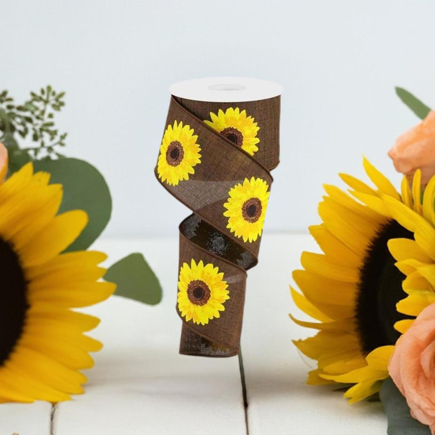 Shop For 2.5" Bold Sunflower Ribbon: Dark Brown (10 Yards) at Michelle's aDOORable Creations