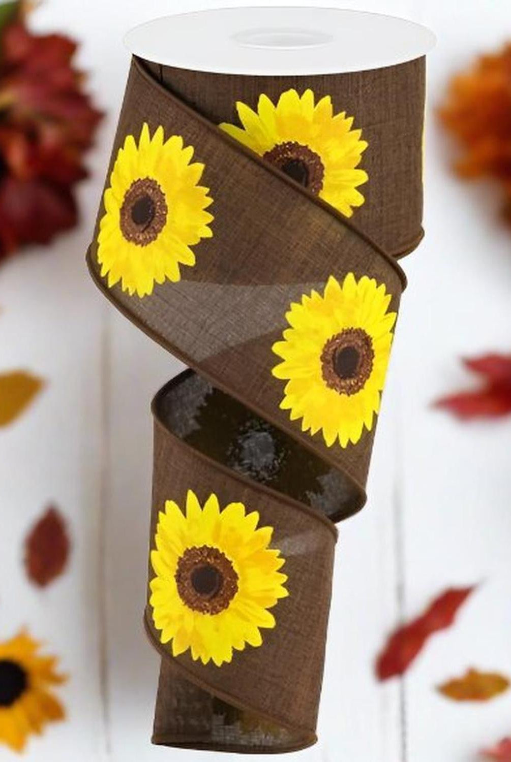 Shop For 2.5" Bold Sunflower Ribbon: Dark Brown (10 Yards) at Michelle's aDOORable Creations