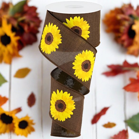 Shop For 2.5" Bold Sunflower Ribbon: Dark Brown (10 Yards) at Michelle's aDOORable Creations