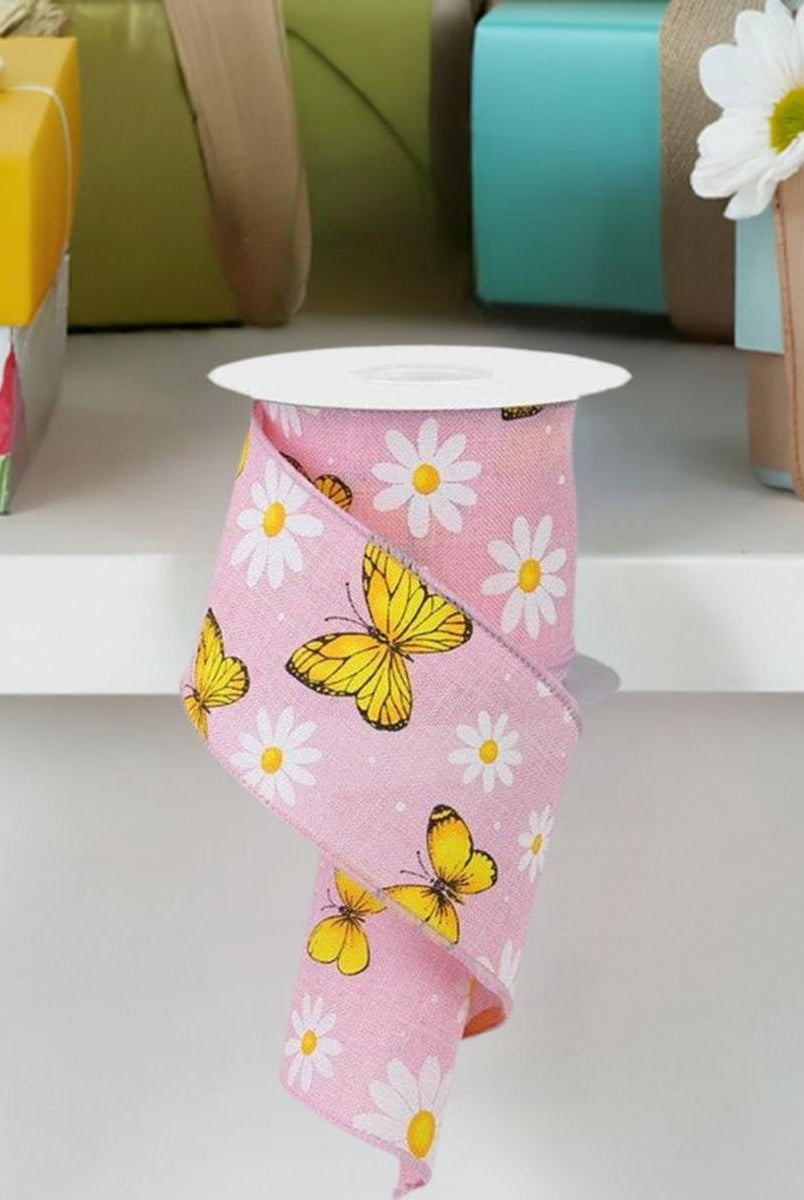 Shop For 2.5" Butterfly Daisy on Royal Ribbon: Light Pink (10 Yards) at Michelle's aDOORable Creations