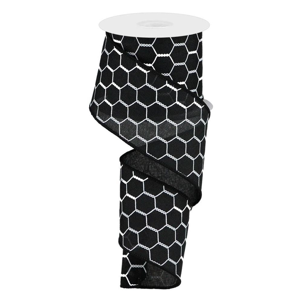 Shop For 2.5" Chicken Wire Ribbon: Black & White (10 Yards) at Michelle's aDOORable Creations