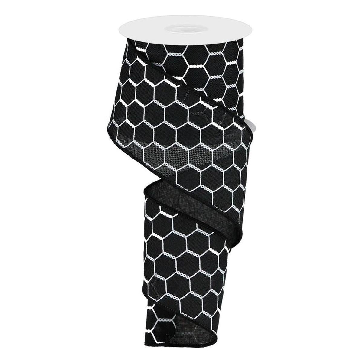 Shop For 2.5" Chicken Wire Ribbon: Black & White (10 Yards) at Michelle's aDOORable Creations