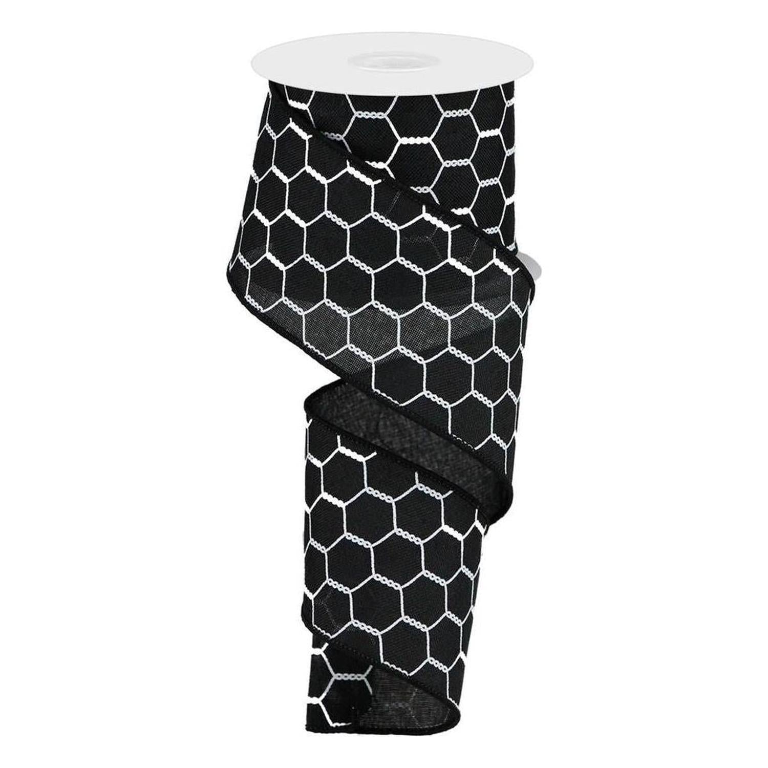 Shop For 2.5" Chicken Wire Ribbon: Black & White (10 Yards) at Michelle's aDOORable Creations