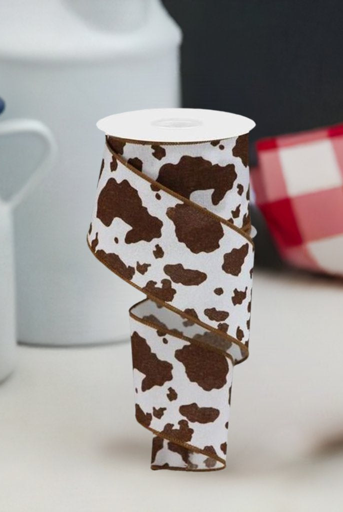 Shop For 2.5" Cowhide Fuzzy Ribbon: Brown & White (10 Yards) at Michelle's aDOORable Creations