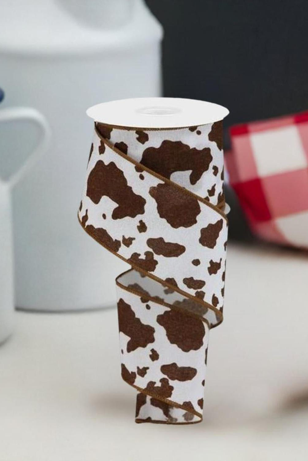 Shop For 2.5" Cowhide Fuzzy Ribbon: Brown & White (10 Yards) at Michelle's aDOORable Creations