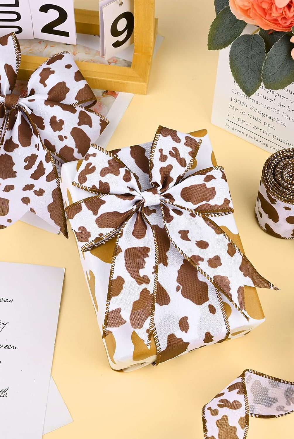 Shop For 2.5" Cowhide Fuzzy Ribbon: Brown & White (10 Yards) at Michelle's aDOORable Creations