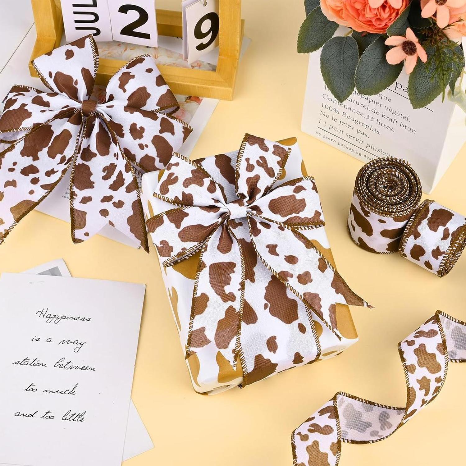 Shop For 2.5" Cowhide Fuzzy Ribbon: Brown & White (10 Yards) at Michelle's aDOORable Creations