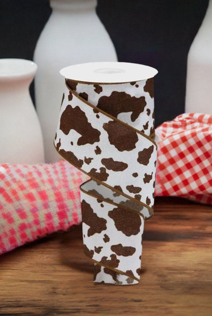 Shop For 2.5" Cowhide Fuzzy Ribbon: Brown & White (10 Yards) at Michelle's aDOORable Creations