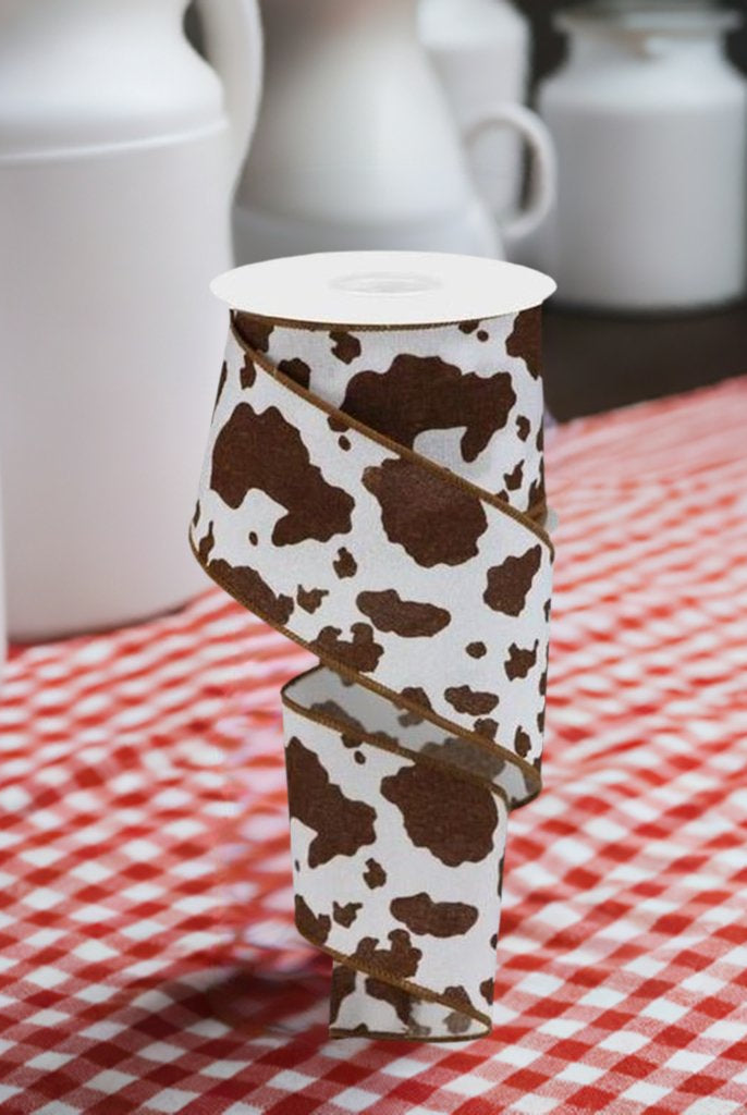 Shop For 2.5" Cowhide Fuzzy Ribbon: Brown & White (10 Yards) at Michelle's aDOORable Creations