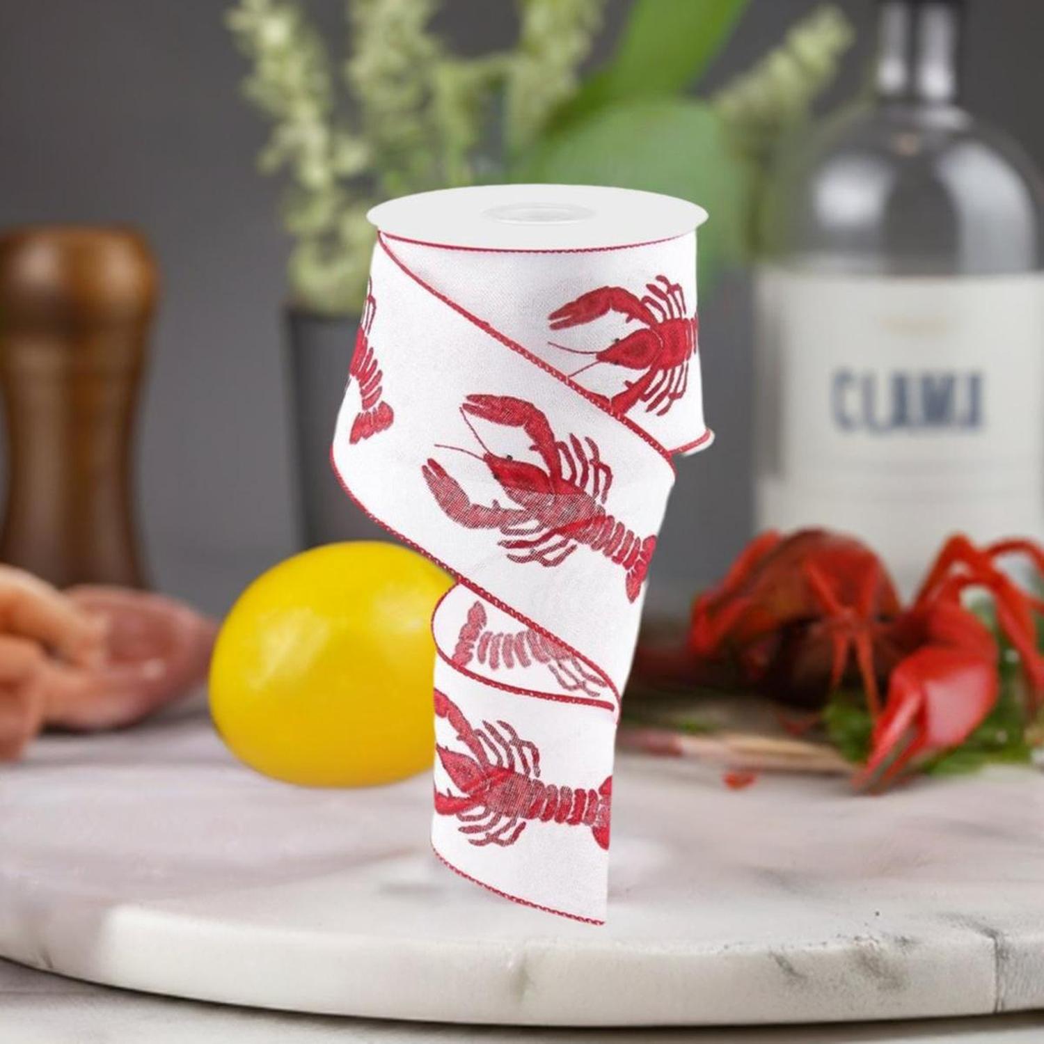 2.5" Crawfish On Royal Ribbon: White (10 Yards)