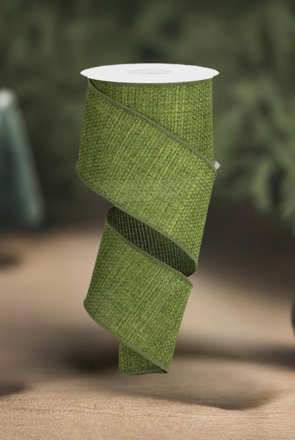 2.5" Cross Royal Burlap Ribbon: Moss Green (10 Yards)