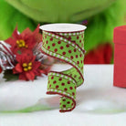 Shop For 2.5" Dots & Stripes Glitter Tinsel Edge Ribbon: Lime Green, White & Red (10 Yards) at Michelle's aDOORable Creations