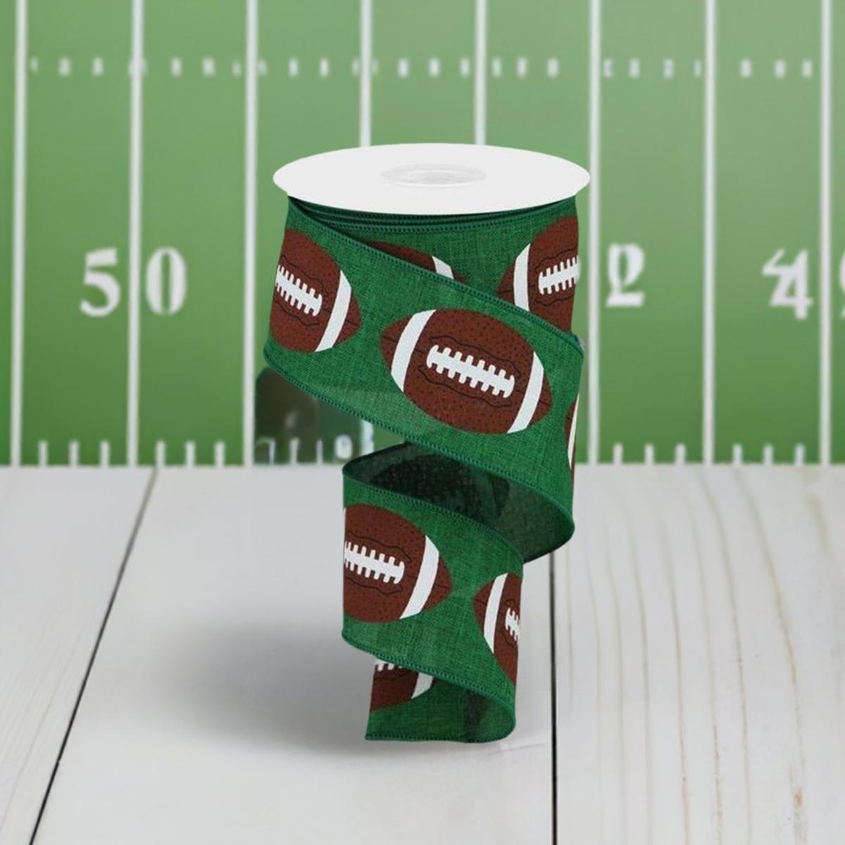 Shop For 2.5" Football Ribbon: Emerald Green (10 Yards) at Michelle's aDOORable Creations