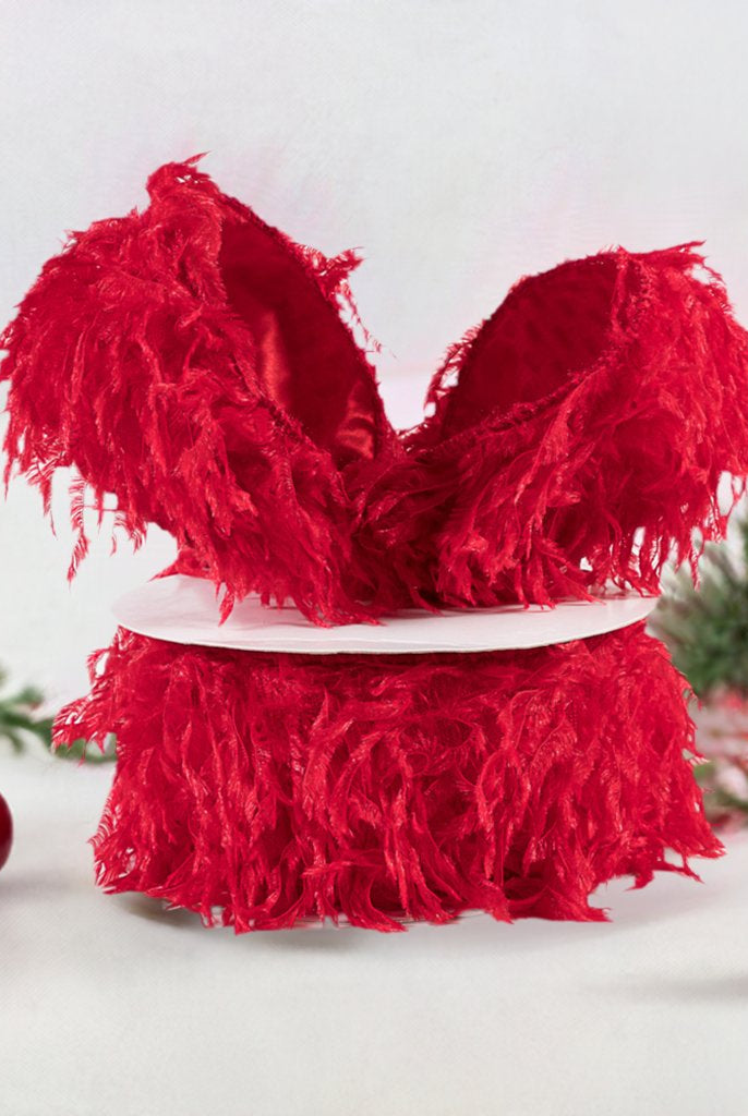 Shop For 2.5" Furry Ribbon: Red (10 Yards) at Michelle's aDOORable Creations