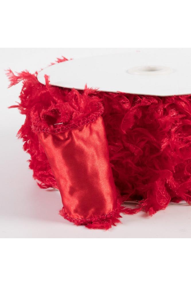 2.5" Furry Ribbon: Red (10 Yards) - Michelle's aDOORable Creations - Wired Edge Ribbon