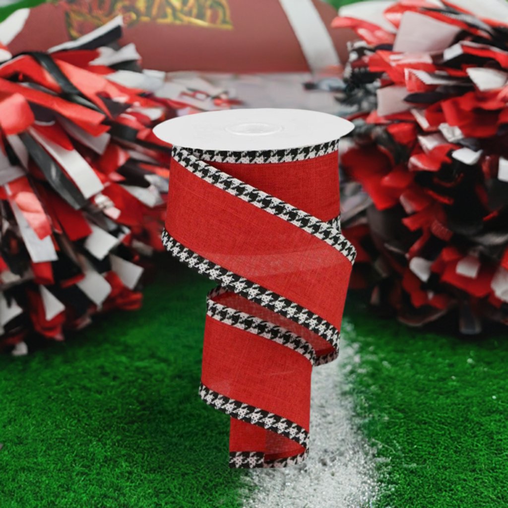 Shop For 2.5" Houndstooth Edge Ribbon: Red, Black, White (10 Yards) at Michelle's aDOORable Creations