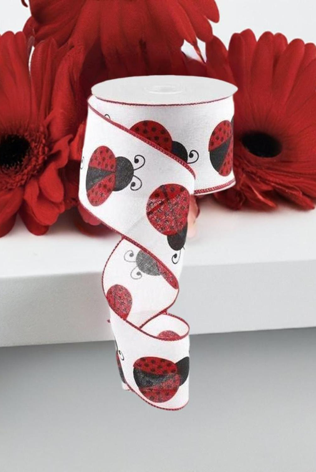 Shop For 2.5" Ladybug Ribbon: White, Red, Black (10 Yards) at Michelle's aDOORable Creations