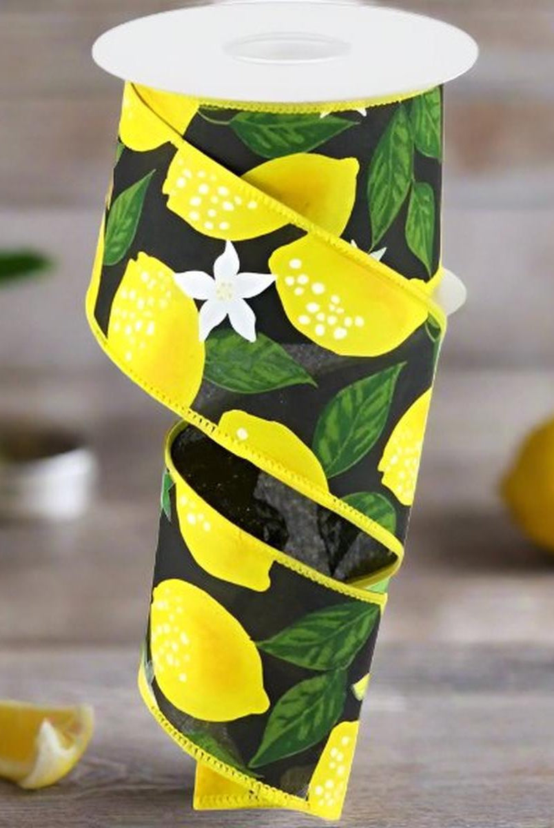 Shop For 2.5" Lemon on Royal Ribbon: Black (10 Yards) at Michelle's aDOORable Creations