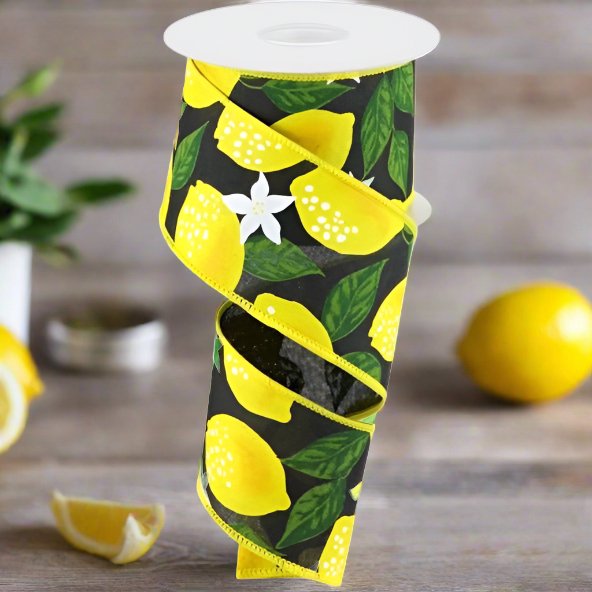 Shop For 2.5" Lemon on Royal Ribbon: Black (10 Yards) at Michelle's aDOORable Creations