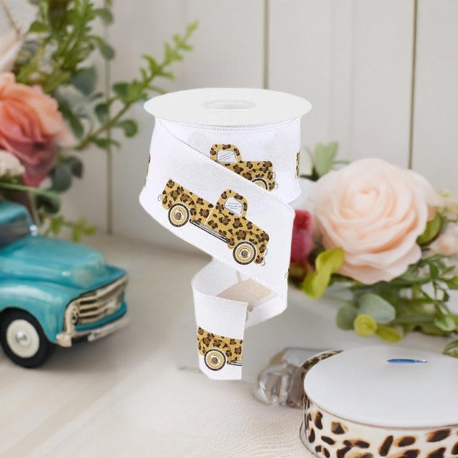 Shop For 2.5" Leopard Truck Ribbon: White (10 Yards) at Michelle's aDOORable Creations