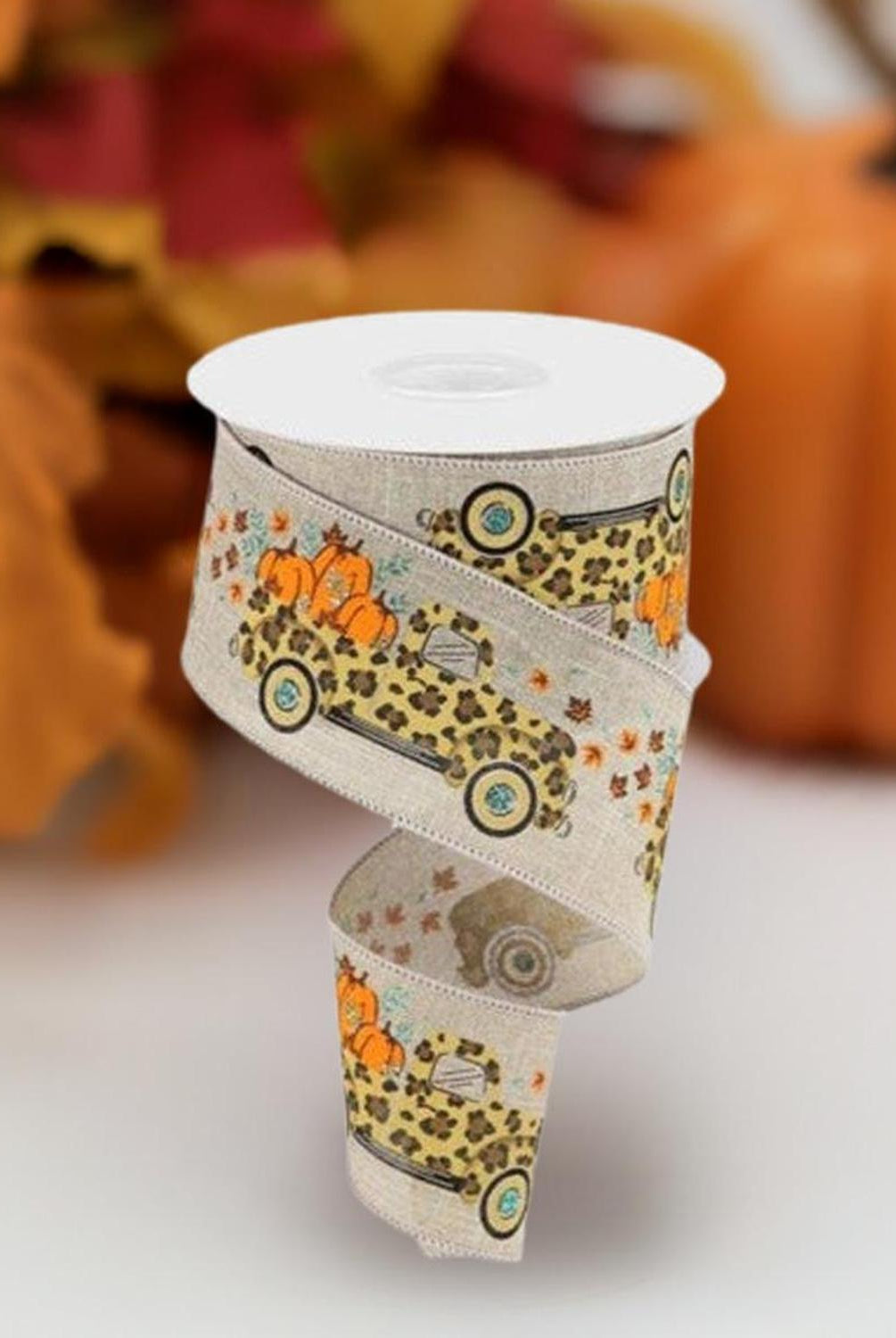 Shop For 2.5" Leopard Truck Royal Ribbon: Natural (10 Yards) at Michelle's aDOORable Creations