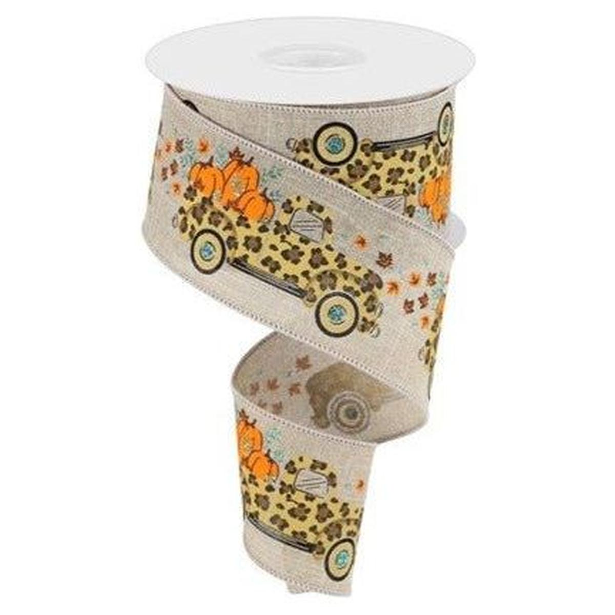 Shop For 2.5" Leopard Truck Royal Ribbon: Natural (10 Yards) at Michelle's aDOORable Creations
