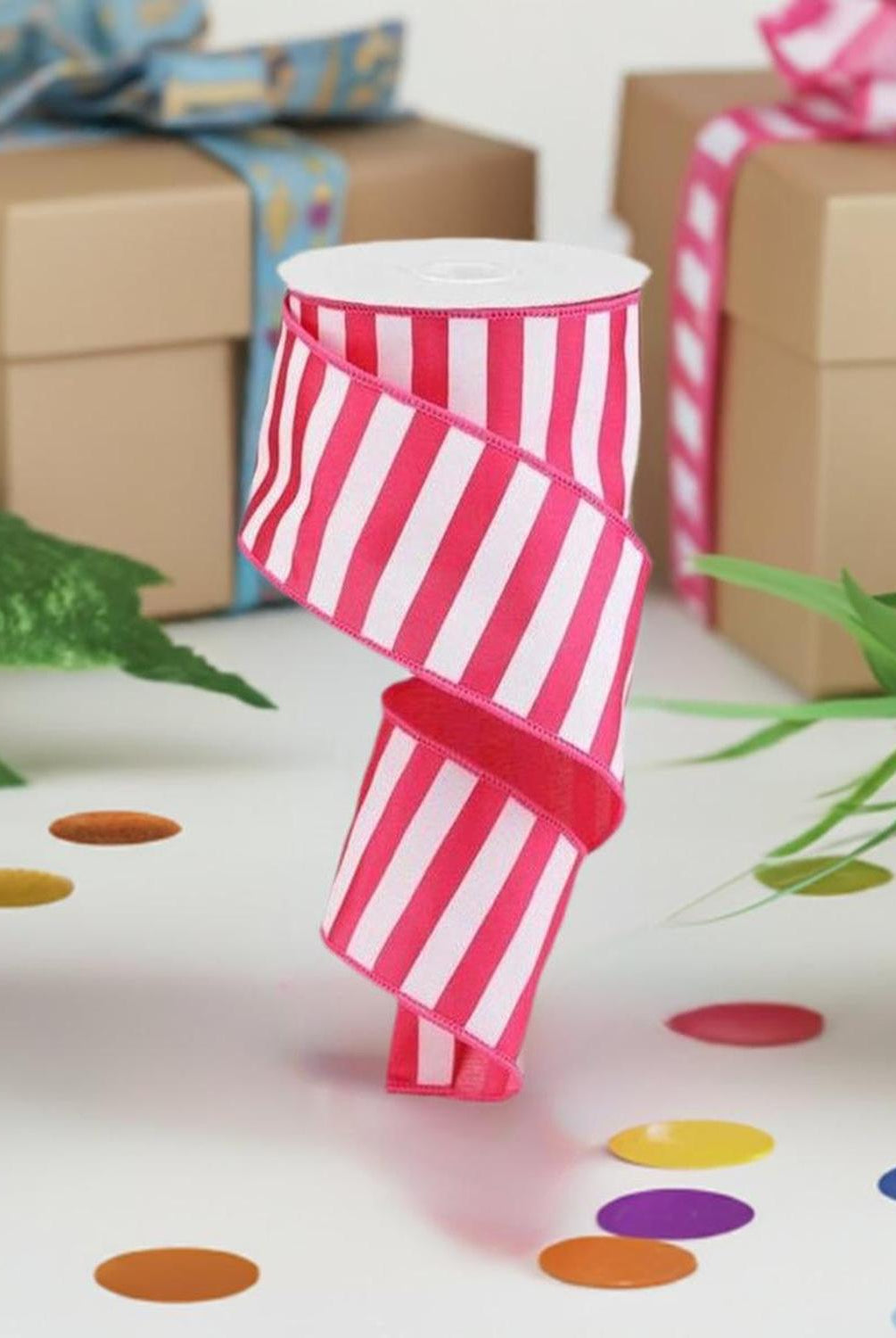 Shop For 2.5" Medium Horizontal Stripe Ribbon: Pink & White (10 Yards) at Michelle's aDOORable Creations