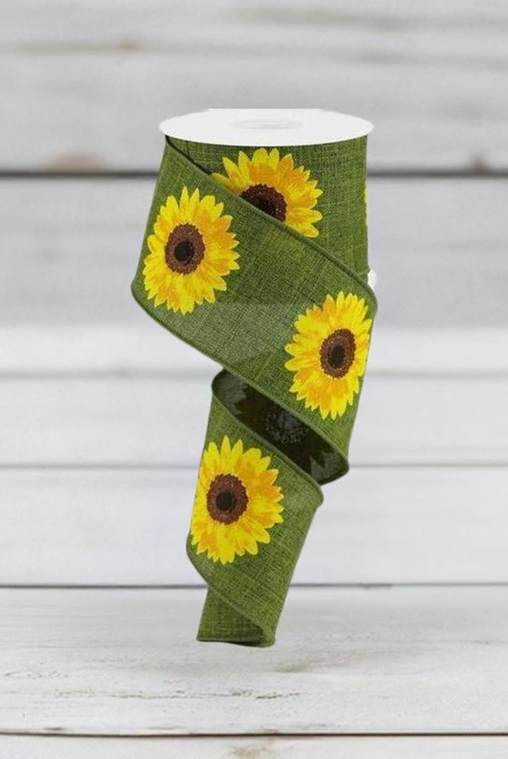 Shop For 2.5" Moss Green Sunflower Ribbon at Michelle's aDOORable Creations