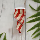 Shop For 2.5" Royal Canvas Wide Stripe Ribbon: Natural & Red (10 Yards) at Michelle's aDOORable Creations