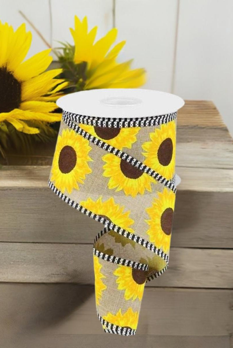 Shop For 2.5" Sunflower Thin Stripe Ribbon: Beige (10 Yards) at Michelle's aDOORable Creations